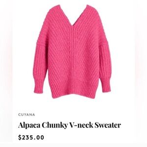 Cuyana chunky V neck azalea oversized alpaca sweater - size M/L